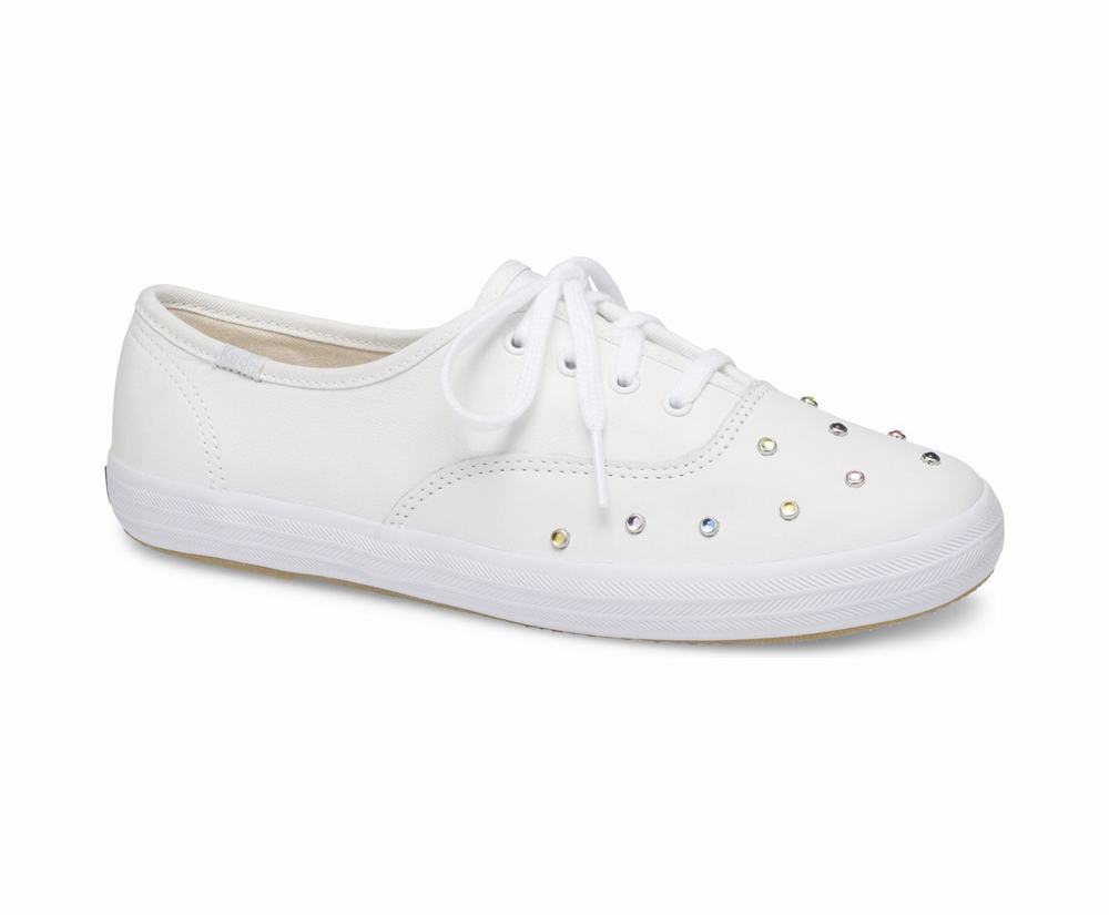 Women's Keds Champion Starlight LeatherStud Sneakers White 3146059IR - South Africa